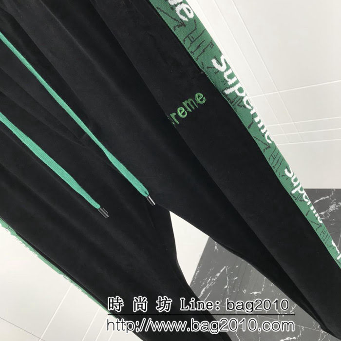 SUPREME 18F/W秋冬新款 小刺繡字母Log 18新款織帶 天鵝絲絨衛褲 ydi2419